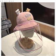 GHS - 嬰兒防護面罩 兒童防疫帽子寶寶出門防飛沫神器 冬季防風面部罩夏季防曬 安全物料 舒適保護防曬 小帽子 嬰兒 初生 小童42-46cm 3-12個月bb 粉色