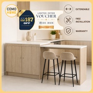 [FREE INSTALLATION] Como Home Extendable Island Table with Storage | Melamine | Ready Stock