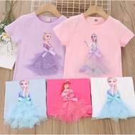 New Summer Girls Frozen Elsa Print 3D Princess T Shirts Kids Cotton Top Tee Toddler Costumes 3-8Y