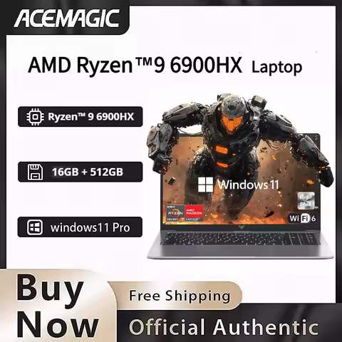 ACEMAGIC AMD Ryzen 9 6900HX Gaming Laptop 16 Inch IPS Display 16GB LPDDR5 512GB NVMe SSD Radeon 680M