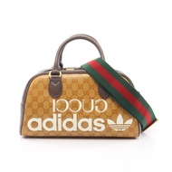 【二手】Gucci GUCCI 手提包 GUCCI × adidas迷你旅行包 GG 水晶 2WAY 702397 米色/ブラウン/白色 PVC 塗層帆布皮革 GUCCI×ADIDAS 兩用迷你旅行包