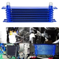 Universal 7 Row AN10 Engine Transmission Oil Cooler Trust Racing Performance Aluminum Engine Oil Cooler Radiator Blue
