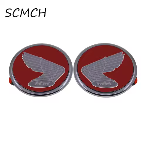Motorcycle 3D Emblem Badge Decal HM Classic Red Background White Wing For HONDA Super Cub 110/CROSS 