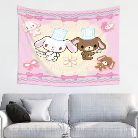 MINISO Cartoon Kawaii Sugarbunnies Anime Printed Tapestry Hippie Decoration Bedroom Home Decoration