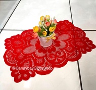 Taplak Meja Tamu Kecil Tatakan Piring Vas Bunga Kecil PUTIH 30 x 40 cm Bahan Kain Polyester Corak Bu