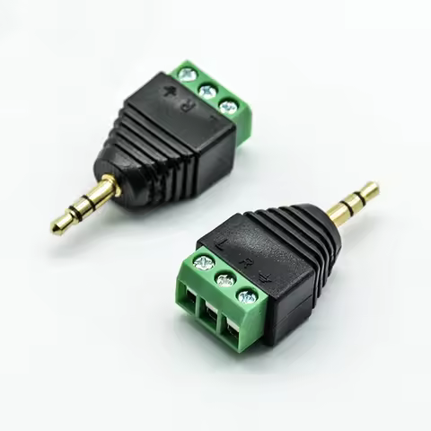 2PCS Video AV Balun 3.5mm 4 Pole Stereo Male To AV Screw Terminal Stereo Jack 3.5 Mm Male 4 Pin Term