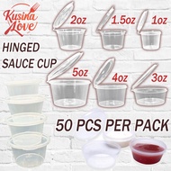 1/1.5/2/3/4oZ Hinged Sauce Cup ENVIRONMENTAL FRIENDLY SAUCER CUP Sauce cups with Hinged Lid(Flat)