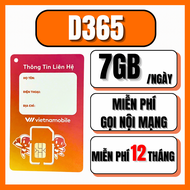 (DEAL HOT) SIM 4G 5G Vietnamobile D365 Free Data 1 Năm Không Cần Nạp Tặng 7GB/Ngày TỐC ĐỘ CAO Gọi Nộ