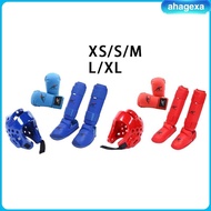 [Ahagexa] Taekwondo Sparring Gear Set with Shin Guards Footgear for Taekwondo Sparring