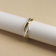 金銀雙色開口戒指 | 金銀扭紋開口指環 | 情侶對戒 | 925純銀 |