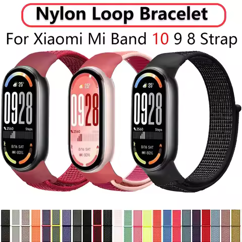 Nylon Strap for Xiaomi Mi Band 10 9 8 Sport Bracelet Breathable Wristband Accessories for Mi Band 10