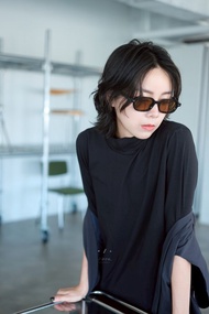 高空彈力小高領短袖 - 2色 - 高領黑