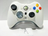 【梅花三鹿】Microsoft 微軟 XBOX360 原廠白色無線手把 已更換全新類比磨菇頭 精英版銀框 白色