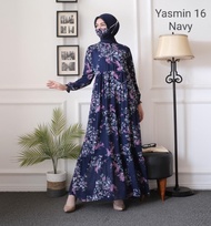 Best Seller Gamis Wanita Masker Maxi Dress Muslim Motif Bunga Kancing