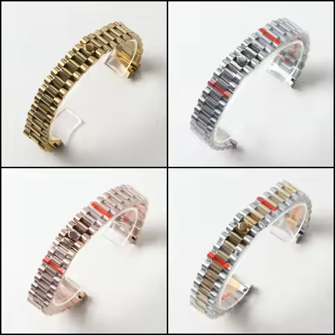 20mm 904L Stainless Steel High President Watch Bracelet For NH35 Datejust Oyster Case Rose Gold Band