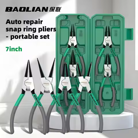 BAOLIAN Circlip Plier Set 7'' Long Nose Plier Staight Bent Plier Inner Outer Staight Bent Plier Reta