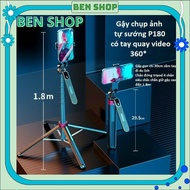 Selfie stick P180, P185 has a 360 rotating video handle, 1.8m high, has 4 super sturdy legs for live