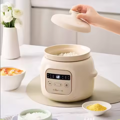 Bear 1L Slow Cooker Baby Supplementary Food Maker 220V Mini Bird's Nest Crock Pot White Porcelain 9.