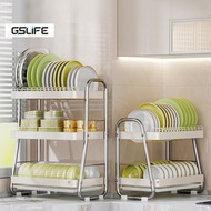 GSlife【NEW】Sturdy Dish Rack Stainless Steel Dish Drainer Rack Antiskid Rak Pinggan Kitchen Rack