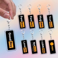 Acrylic Mica keychain printed with the word Good Boy Femboy Hug Me REC, funny and unique, decorates 