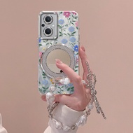 3pcs( Colored flowers phone Case+Lanyard+Circular Stand) For OPPO A96 5G/A92 4G/A94 4G/A95 4G/A96 4G