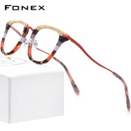 FONEX กรอบแว่นตาไททาเนียมแว่นตาแว่นสายตาสำหรับผู้ชายแว่นตาสี่เหลี่ยมผู้หญิง FONEX สีสันสดใส F85793