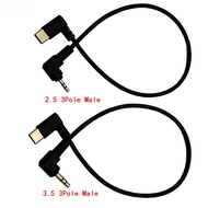 3.5mm &amp; 2.5mm Audio to USB C Cable 90 Degree angle USB Type-C to 2.5 3.5 mm elbow Male AUX Headphone Jack Cable 30cm 1FT