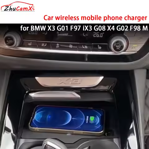 for BMW X3 G01 F97 iX3 G08 X4 G02 F98 M Center Console Storage Wireless Mobile Phone Charger QI 18W 