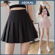 [Johor Stock] Pleated Skirt Women's Summer Mid-length JK Skirt a Word Large Size All-match Solid Col