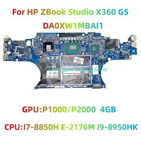 For HP ZBook Studio X360 G5 Laptop Motherboard DA0XW1MBAI1 with I7-8850H E-2176M I9-8950HK CPU P1000
