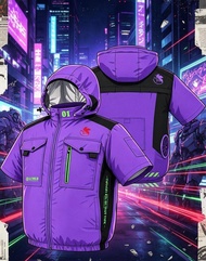 𝑵𝒆𝒘 𝑰𝒕𝒆𝒎🔥🔥 【日本直送A.T.FIELD x COVELL官方聯名 《新世紀福音戰士》連帽短袖空調冷風服（初號機紫色款） 】 *後方兩側出風款（不含風扇）* 採用UPF50+紫外線防護與隔熱