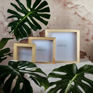 3D 25x25 frame / frame Dutch teak wood and 3D pine wood frame size 25x25. Complete + acrylic glass