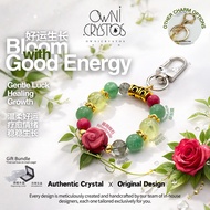 【OwniCrystos】Health Love Natural crystal bag charm Prehnite Green aventurine Green phantom Rhodonite