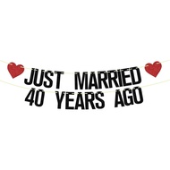 Just Married 40 Years Ago Banner, 40th Wedding Anniversary Party Banner Decorations, We Still Do 40t