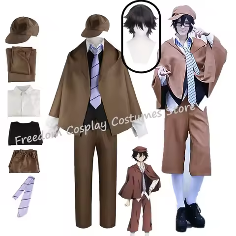 Ranpo Edogawa Cosplay Costume Wig Anime BSD Season 4 Hunting Dog Cloak Hat Glove Jacket Pants Tie Bl