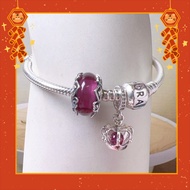 Pan--dora 925 Silver Confession of Love Pink Crown Romantic Bracelet Set, Christmas New Year Gift