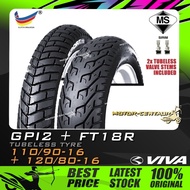 TAYAR KOMBO COUGAR GPI2 110/90-16 + VIVA FT18R 120/80-16 TUBELESS TYRES FOR KEEWAY DORADO 250