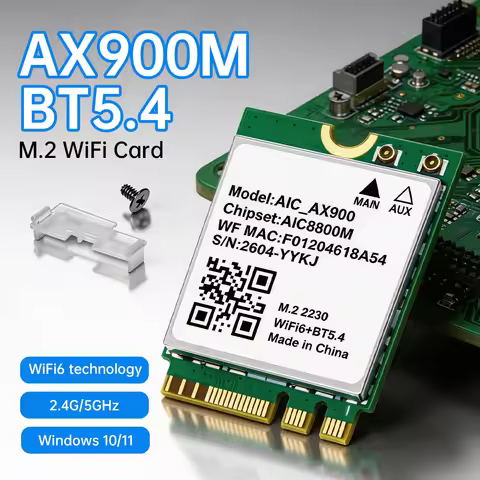 WiFi 6 AX900 Bluetooth 5.4 M.2 2230 Card AIC8800M Dual Band Wireless Adapter Network Card for Laptop