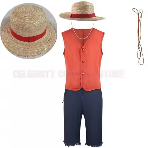 Anime Monkey D. Luffy Cosplay Costumes Luffy Uniforms Luffy Suits With Hat Halloween Comic Con