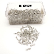 หลอดไฟหน้าปัด หลอดไฟไมล์ T5 12V 1.2W ขนาดจิ๋ว รถยนต์-มอไซค์ หลอดไฟเกียร์ แบบเสียบ สีใส (ขั้ว T5) 12V