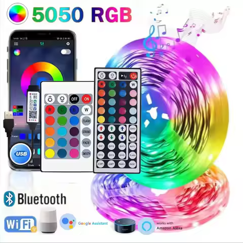 2-20M USB LED Strip Lights APP IR Remote Control, Music Sync RGB Led Strip Lights Color Changing Led