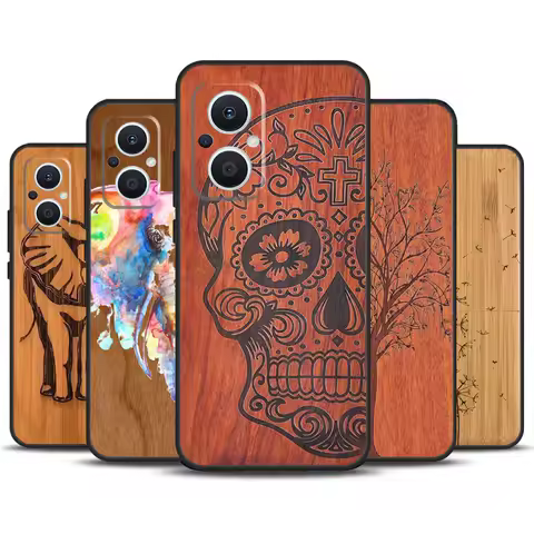 Bamboo Wood Pattern Skull Print Case For OPPO Reno 8T 4Z 5Z 4 5 6 7 8 Lite 10 Pro OPPO Find X6 Pro X