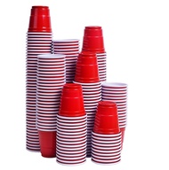 TashiBox Disposable Mini Red Shot Glasses - 2.5 Ounce - 200 Count - Mini Party Cups, Jager Bomb, Jel