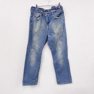 Used Levi's 514 denim pants/jeans, vertically faded, zip fly, indigo, size W33