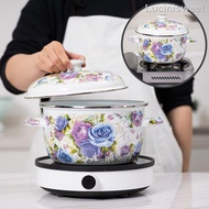 [Local Seller] Enamel thickened enamel binaural household soup pot stew pot boil Chinese medicine pot induction cooker g