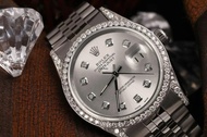 高價收購舊手錶 回收勞力士 Rolex 36mm Datejust Silver Diamond Dial Diamond Bezel & Lugs Stainless Steel Automatic