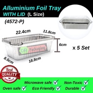 ALUMINIUM FOIL TRAY WITH LID @ L SIZE [RECTANGLE] - 5PCS  (Code: 1950/4572-P)