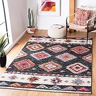 Safavieh Adirondack Collection ADR245Z Modern Moroccan Boho Area Rug, 8' x 10', Black/Red