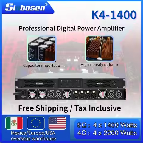 Sinbosen K4-1400 New Four Channel 1u class D Power Amplifier 1400w Digital Amplifier