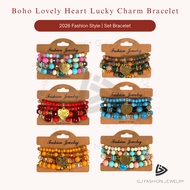 4pcs/set boho lovely heart bracelet multilayer bracelet for woman lucky charm bracelet charms